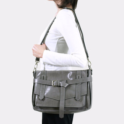 KAY Classic Leather Satchel /Crossbody Bag – Frost Gray 5枚目の画像