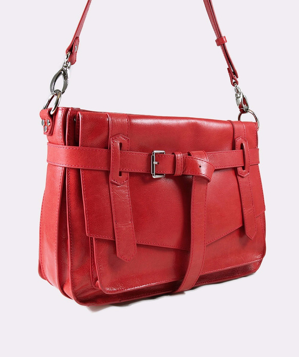 KAY Classic Leather Satchel /Crossbody Bag – Poppy Red 1枚目の画像