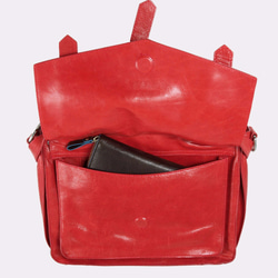 KAY Classic Leather Satchel /Crossbody Bag – Poppy Red 3枚目の画像