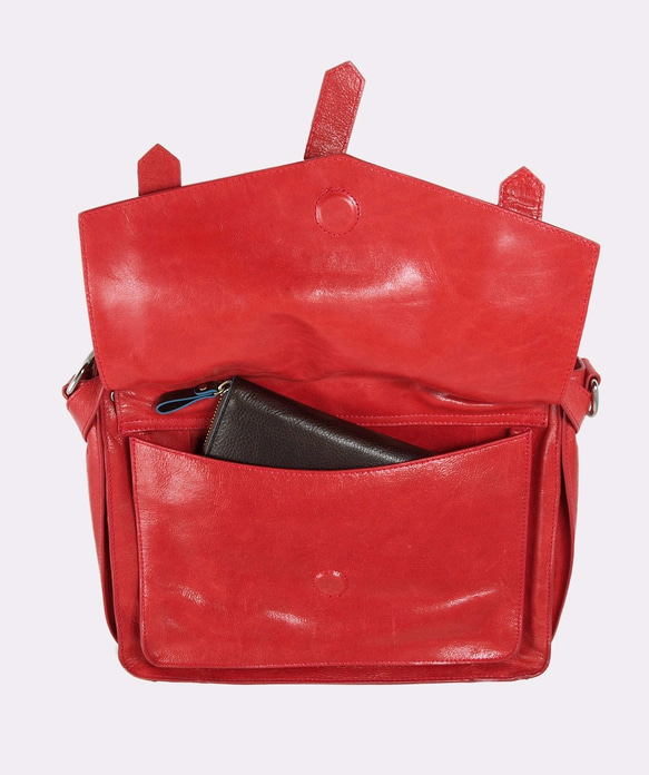 KAY Classic Leather Satchel /Crossbody Bag – Poppy Red 3枚目の画像