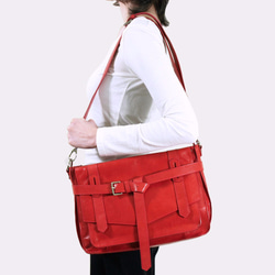 KAY Classic Leather Satchel /Crossbody Bag – Poppy Red 4枚目の画像