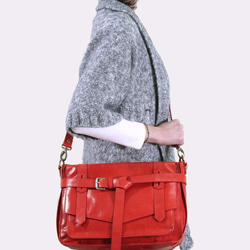KAY Classic Leather Satchel /Crossbody Bag – Poppy Red 5枚目の画像