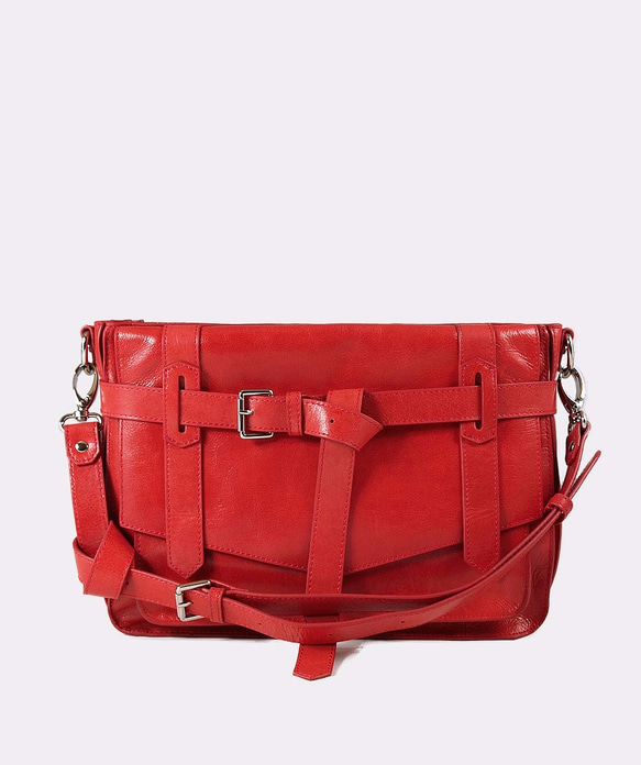 KAY Classic Leather Satchel /Crossbody Bag – Poppy Red 6枚目の画像