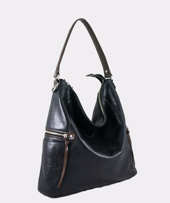 Melanie Leather Shoulder Bag / Work Bag – Midnight Black 1枚目の画像