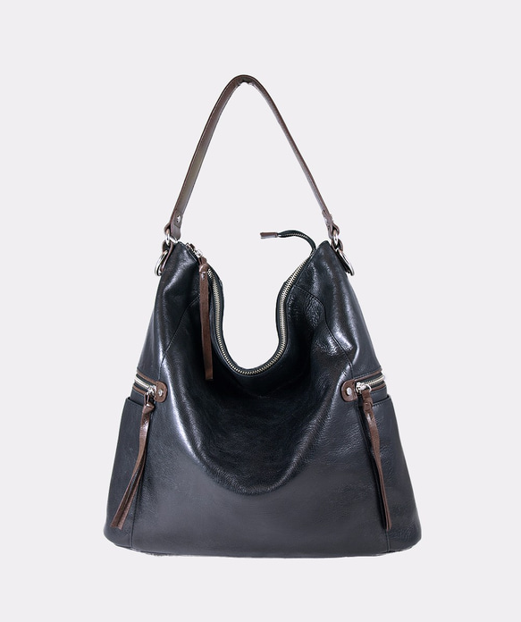 Melanie Leather Shoulder Bag / Work Bag – Midnight Black 6枚目の画像