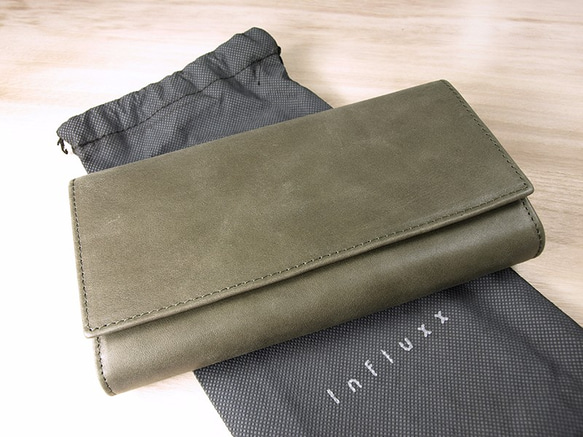 Aubrey Envelope Leather Wallet – Dark Olive Green 8枚目の画像