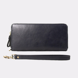 Montage Zip Leather Wallet with Wrist Strap - Black/Green 2枚目の画像