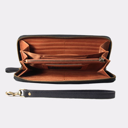 Montage Zip Leather Wallet with Wrist Strap - Black/Orange 1枚目の画像