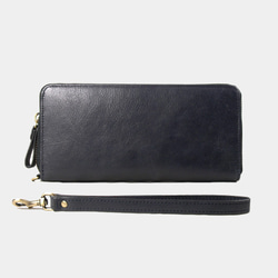 Montage Zip Leather Wallet with Wrist Strap - Black/Orange 2枚目の画像