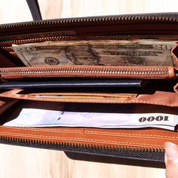 Montage Zip Leather Wallet with Wrist Strap - Black/Orange 5枚目の画像