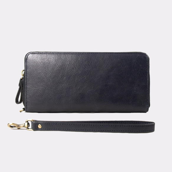 Montage Zip Leather Wallet with Wrist Strap - Black & Purple 2枚目の画像