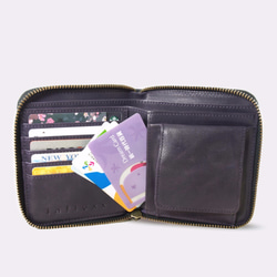 Montage Leather Bi-fold Zipper Wallet - Black/Purple 7枚目の画像