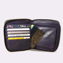 Montage Leather Bi-fold Zipper Wallet - Black/Purple 6枚目の画像