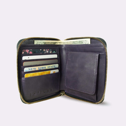 Montage Leather Bi-fold Zipper Wallet - Black/Purple 9枚目の画像