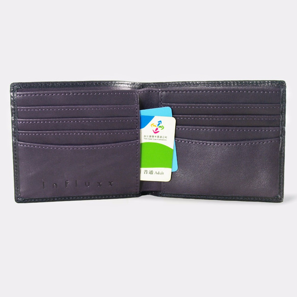 Montage Leather Bi-fold Compact Wallet - Black/Purple 7枚目の画像