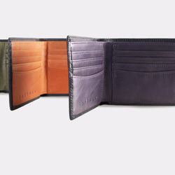 Montage Leather Bi-fold Compact Wallet - Black/Purple 3枚目の画像