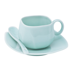方形コーヒーカップセット - 青磁 1枚目の画像