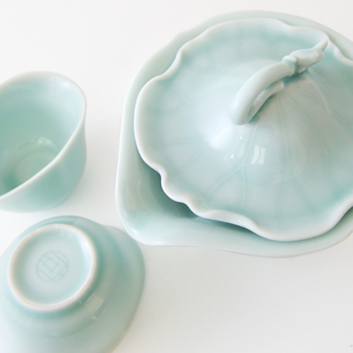 青白磁の茶器 4個セット 青白磁茶器揃（YN-022） 作家「永草陽平」