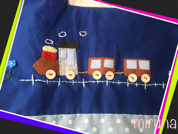 レッスンバッグ・汽車刺繍 2枚目の画像