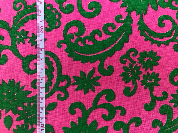 カットクロス　ヴィンテージファブリック　＃55　☆ペイズリー　☆ピンク×グリーン 3枚目の画像