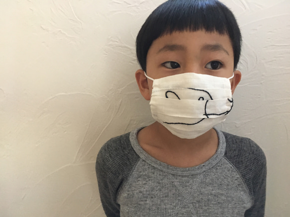 [送料無料] リネンのくまマスク 子供用2点セット フィルターポケット付き[夏マスク]     オーダー品 7枚目の画像