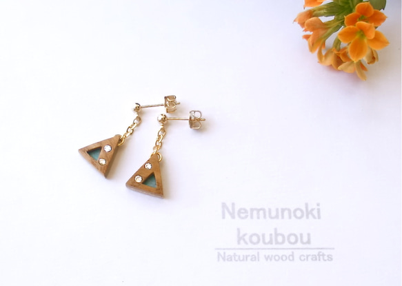 Timber Earrings 〜Triangle〜 Keyaki 第1張的照片