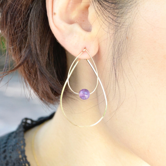 2way吊式耳環[14KGF]紫水晶 第3張的照片
