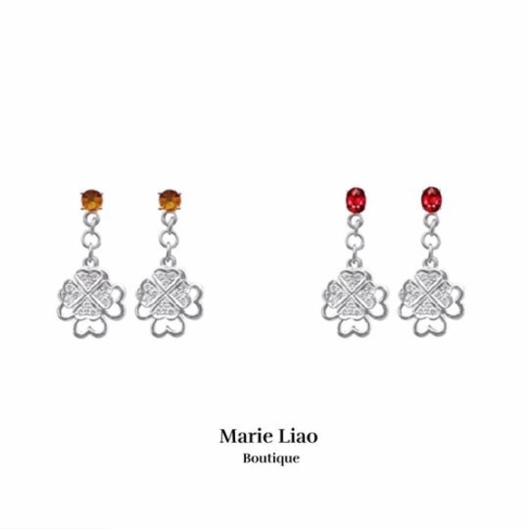 輕奢珠寶 18K幸運草鑽石耳環 Lucky Clover 18K Diamonds Earrings 第2張的照片