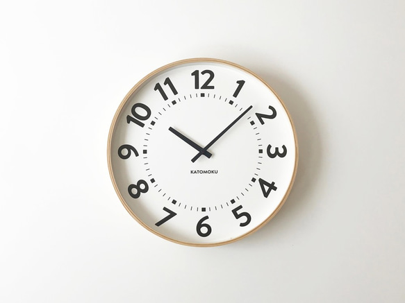 KATOMOKU plywood clock 17 ナチュラル km-106NARC 電波時計 連続秒針 3枚目の画像