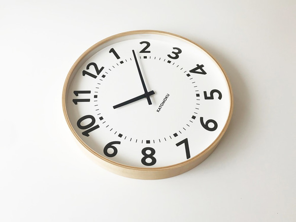 KATOMOKU plywood clock 17 ナチュラル km-106NARC 電波時計 連続秒針 4枚目の画像
