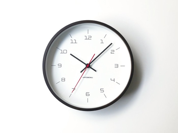 KATOMOKU plywood clock 16 ブラウン km-105BRRC電波時計 連続秒針 1枚目の画像
