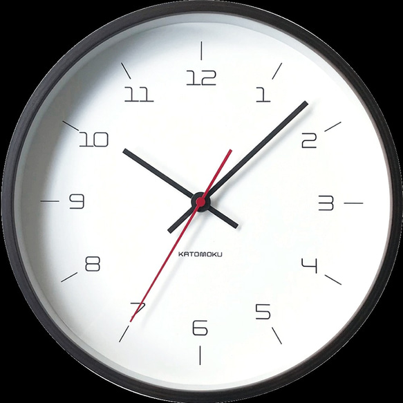 KATOMOKU plywood clock 16 ブラウン km-105BRRC電波時計 連続秒針 6枚目の画像