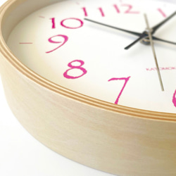 KATOMOKU plywood clock 20 ライトピンク km-119LP  掛け時計 連続秒針 6枚目の画像