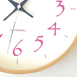 KATOMOKU plywood clock 20 ライトピンク km-119LP  掛け時計 連続秒針 7枚目の画像