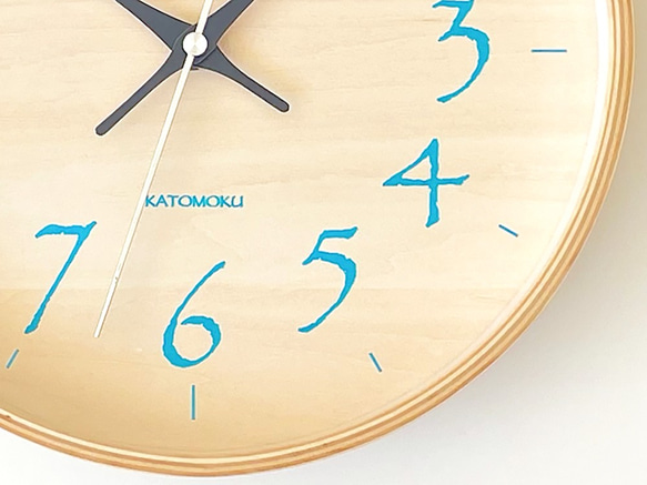 KATOMOKU plywood clock 21 ライトブルー km-120LBRC 電波時計 掛け時計 連続秒針 7枚目の画像