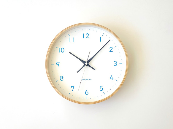 KATOMOKU plywood clock 22 ライトブルー km-121LBRC 電波時計 掛け時計 連続秒針 4枚目の画像