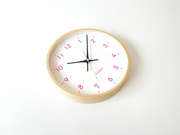 KATOMOKU plywood clock 22 ライトピンク km-121LPRC 電波時計 掛け時計 連続秒針 5枚目の画像