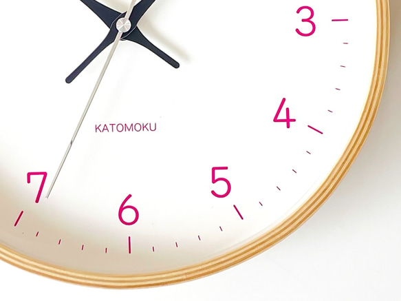 KATOMOKU plywood clock 22 ライトピンク km-121LPRC 電波時計 掛け時計 連続秒針 7枚目の画像