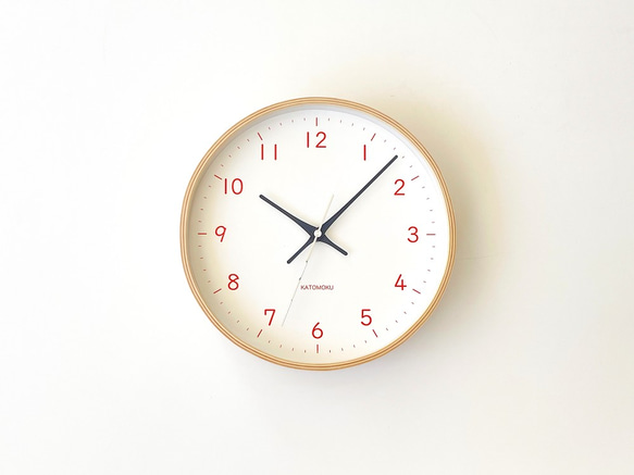KATOMOKU plywood clock 22 オレンジ km-121ORRC 電波時計 掛け時計 連続秒針 4枚目の画像