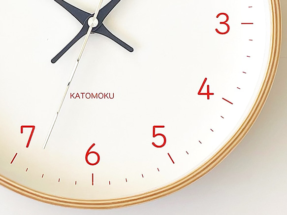 KATOMOKU plywood clock 22 オレンジ km-121ORRC 電波時計 掛け時計 連続秒針 7枚目の画像