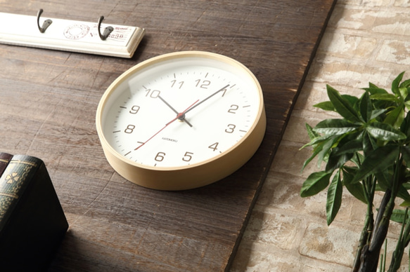 KATOMOKU plywood wall clock 4 km-44N ナチュラル 1枚目の画像