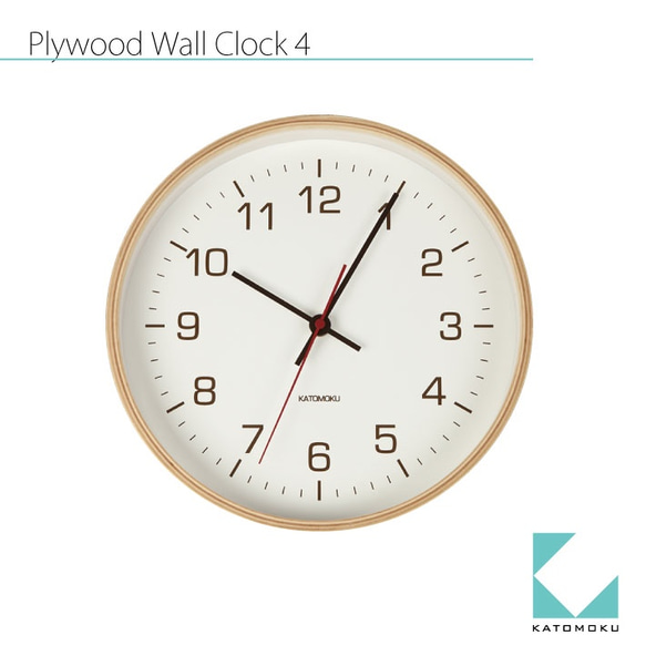 KATOMOKU plywood wall clock 4 km-44N ナチュラル 6枚目の画像