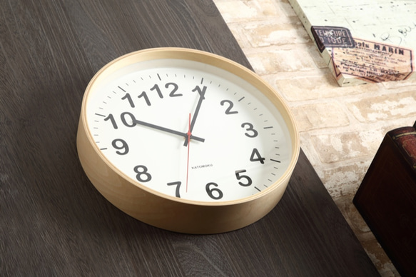 KATOMOKU plywood wall clock 2　Lサイズ　φ304mm 1枚目の画像