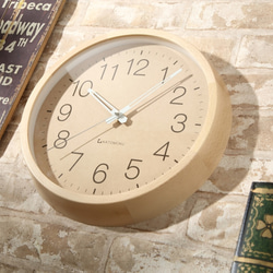 KATOMOKU muku round wall clock 2 電波時計 ナチュラル 1枚目の画像