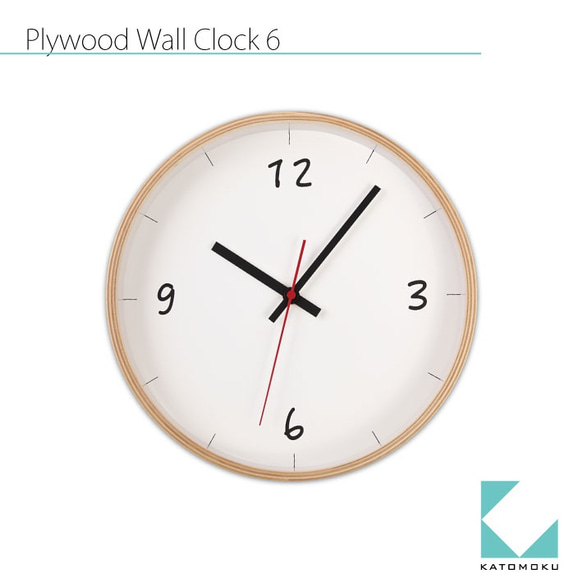 KATOMOKU plywood wall clock 6 km-52N 4枚目の画像