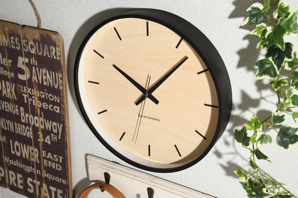 KATOMOKU plywood wall clock 5 電波時計 連続秒針 km-50BRC 2枚目の画像