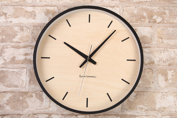 KATOMOKU plywood wall clock 5 電波時計 連続秒針 km-50BRC 3枚目の画像