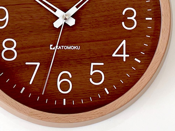 KATOMOKU muku clock 2 km-73 ウォールナット文字盤 電波時計 8枚目の画像