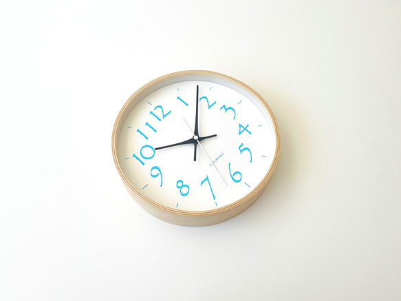 KATOMOKU plywood clock 20 ライトブルー km-119LB 掛け時計 連続秒針 5枚目の画像