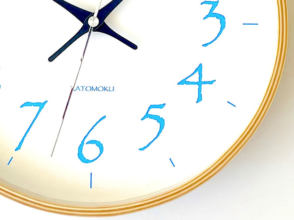 KATOMOKU plywood clock 20 ライトブルー km-119LB 掛け時計 連続秒針 7枚目の画像